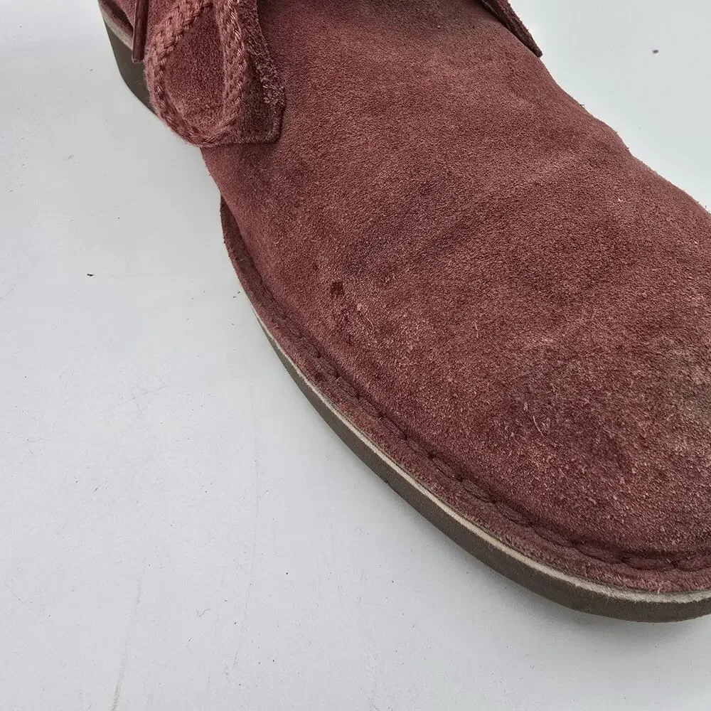 Clarks Boots Mens 9.5 Red Leather Desert Chukka Bootie Lace Up Ankle